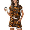 thumbnail image 1 of DORKASM Matching Halloween Pjs Sets for Woman Short Sleeve Sleepwear Pjs Shorts Set Orange L, 1 of 4