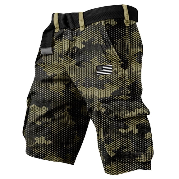 DORKASM Men's 250 Anniversary Usa Shorts for Men American Flag Club Independence Cargo Shorts Gym Summer Freedom Red White Blue Shorts with Pockets Camouflage S