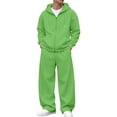 thumbnail image 1 of DORKASM Men's Full Zip Hooded Sweatshirt and Casual Athletic Jogger Tracksuit Set Green 3XL, 1 of 5