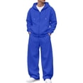 thumbnail image 1 of DORKASM Men's Full Zip Hooded Sweatshirt and Casual Athletic Jogger Tracksuit Set Royal Blue XL, 1 of 5