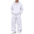 thumbnail image 1 of DORKASM Men's Full Zip Hooded Sweatshirt and Casual Athletic Jogger Tracksuit Set White M, 1 of 5