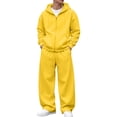 thumbnail image 1 of DORKASM Men's Full Zip Hooded Sweatshirt and Casual Athletic Jogger Tracksuit Set Yellow 3XL, 1 of 5