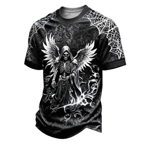 DORKASM Men's Halloween Costumes Short Sleeve Crew Neck Spider Web Bat Graphic Tee 2026 Spider Pumpkin Spooky Shirt Floral Ghost Graphic Trendy Tshirt Silver M