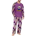thumbnail image 1 of DORKASM Men's Halloween Pajamas Sets 2 Piece Long Sleeve Loungewear | Breathable Pj Shirts & Soft Cozy Halloween Pajama Pants with PocketsPumpkin Graphic Sleepwear Purple XL, 1 of 5