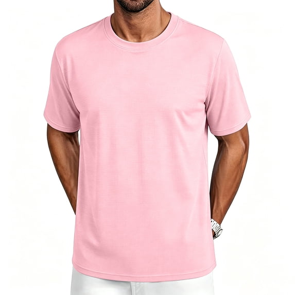 DORKASM Men's Short Sleeve Dry Fit Shirts Workout Gym Mesh Shirt Athletic Running Lightweight Performance Tshirt Pink 2XL