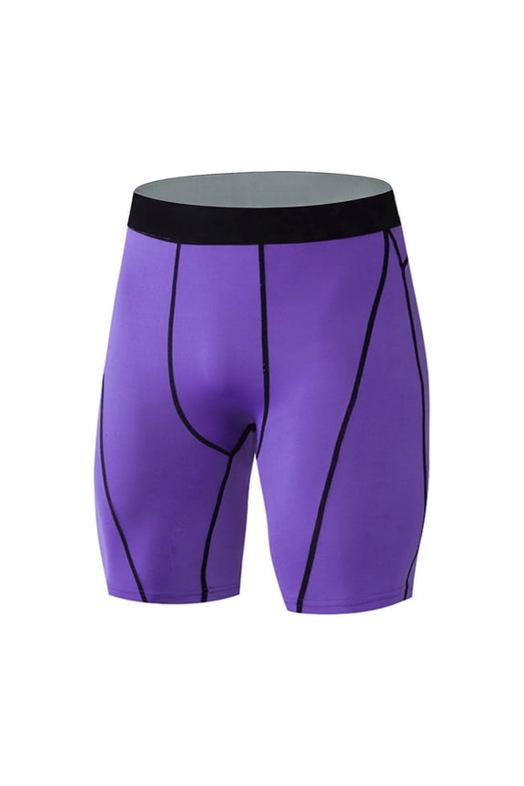 Mens Compression Shorts Quick Dry Sports Tights Elastic Breathable Base Layer Shorts for Running, Workout, Training Purple XL