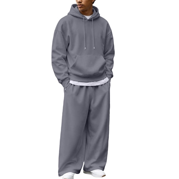 DORKASM Mens Track Suits 2 Piece Set Oversized Hoodie Pullover and Jogger Sweatpants Matching Sweatsuit Lounge Dark Gray M
