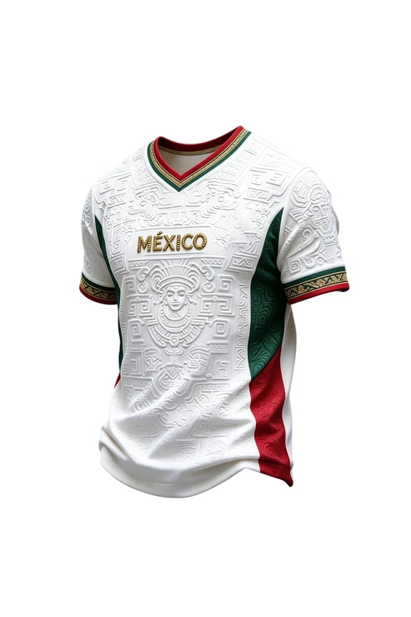 Mexico Top Men V Neck Flowy 2026 T Shirt Short Sleeve Comfy Soccer Ball 2026 Number Print Summer T-Shirt Mexico White M