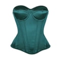 thumbnail image 1 of DORKASM Satin Corset Tops for Women Strapless Bustier Neckline Boned Bodice Lingerie Party Clubwear Dark Green XL, 1 of 8