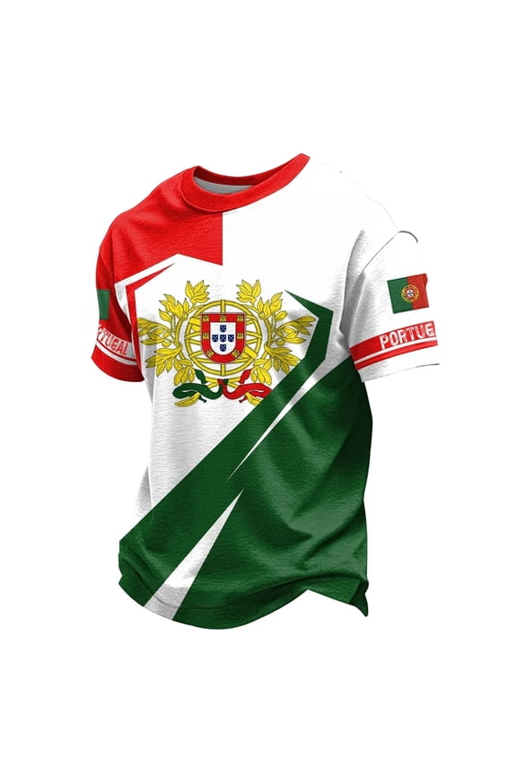 Soccer Jersey for Men Crew Neck Short Sleeve Casual Lightweight Shirt Soccer Ball Graphic Print Vocation Tee Spain Brazil Argentina France Germany Portugal Green 3XL