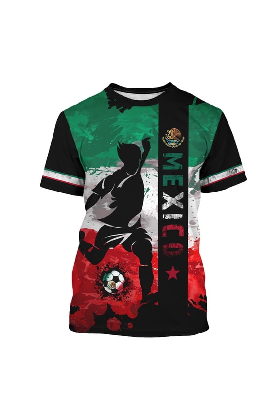 Soccer Jersey for Men Short Sleeve Crew Neck Fashion Lightweight Tee American Canada Mexico Flag Graphic Summer Shirts Spain Brazil Argentina France Germany Portugal Dark Green 22