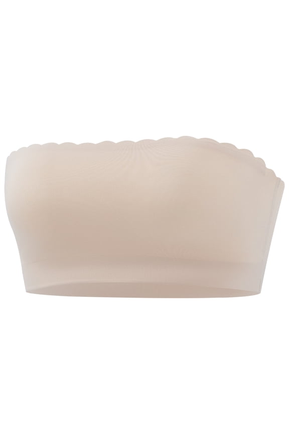 Strapless Bras for Women, L, Front Closure -Slip Comfortable Bandeau Top, Wavy Padded Bra White Complexion 34