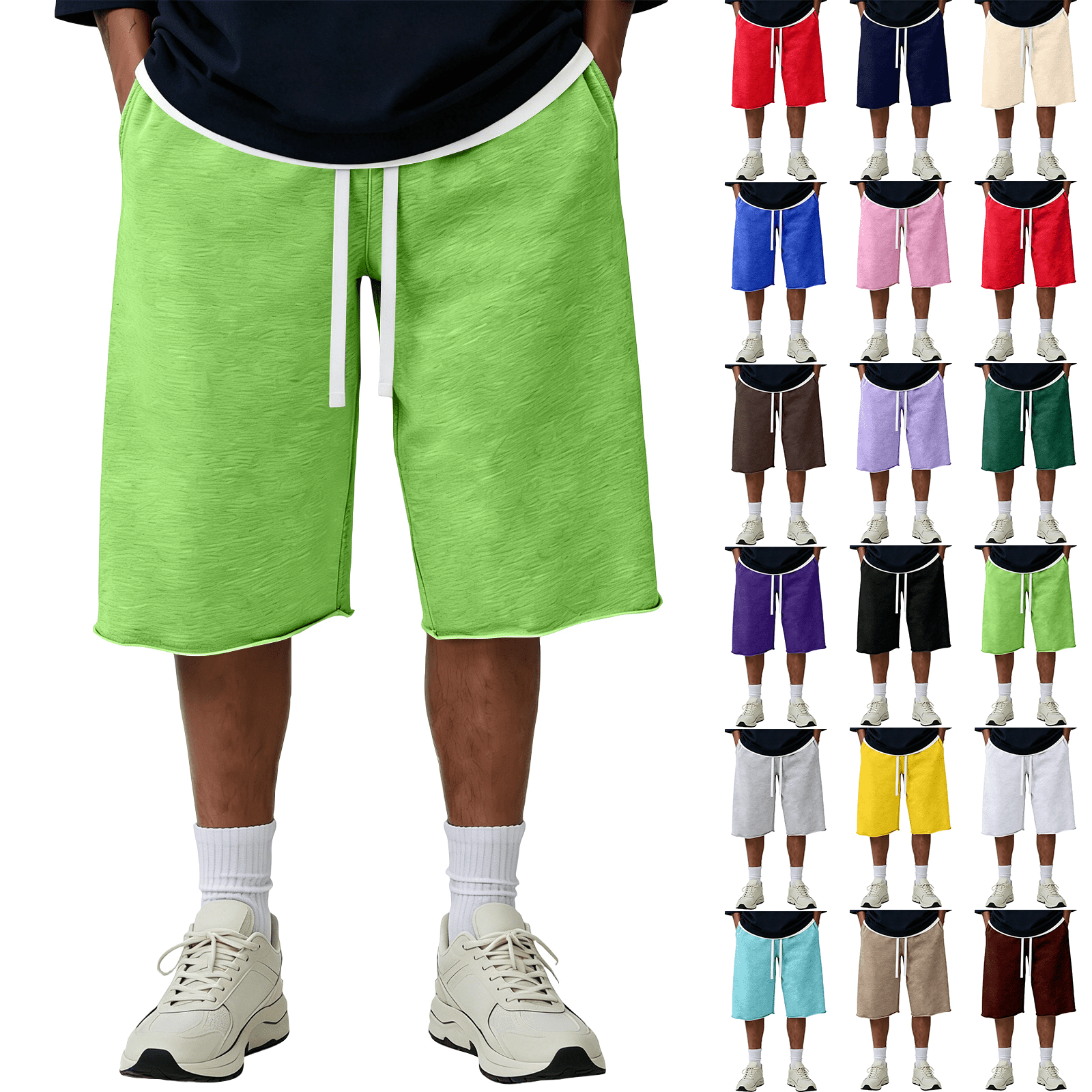 DORKASM Mens Sweat Shorts Under Knee Drawstring Workout Baggy