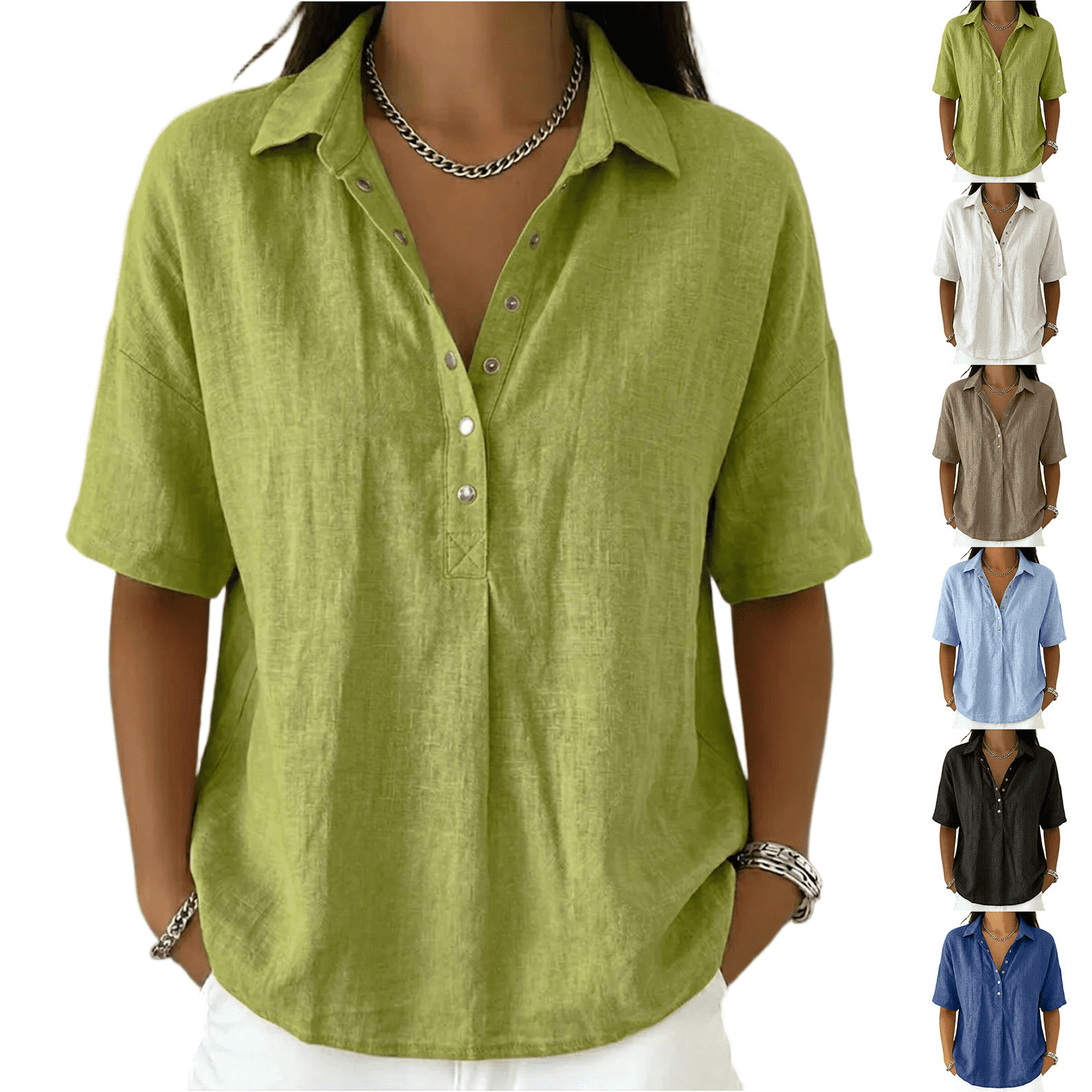DORKASM Tops For Women Cotton Linen Shirts Fashion Summer 2026 Short ...