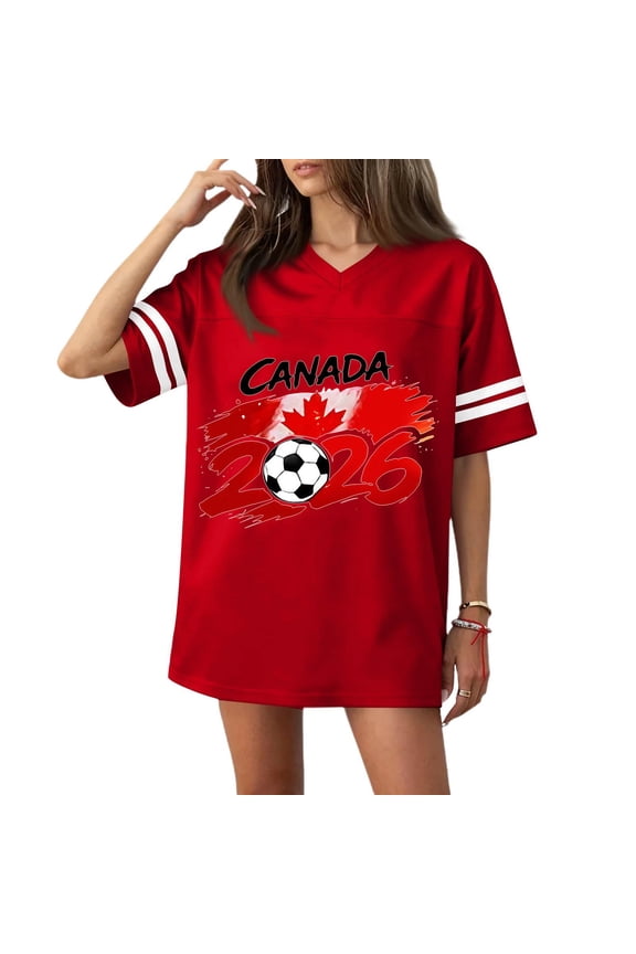 Usa Soccer Cup Soccer Jersey 2026 for Women Short Sleeve National Emblem Detail Trendy Shirt Crew Neck Fashion Football 2026 Shirts Spain Brazil Argentina France Germany Portugal Red 2XL