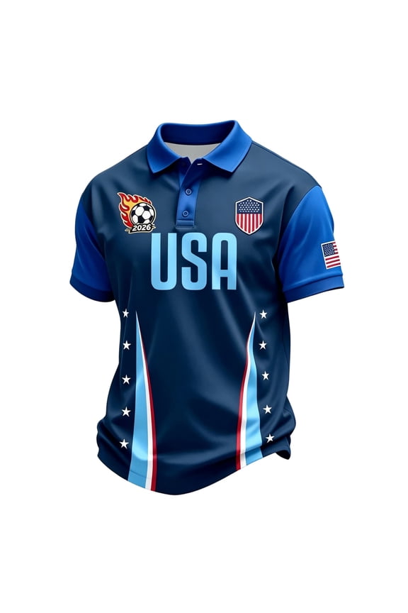 Usa Soccer Jersey Men V Neck Flowy Collar T-Shirt Short Sleeve Button Down Causal Tee Comfy Summer Tops Hot Pink 3XL