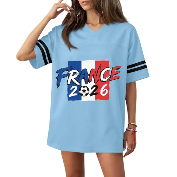 DORKASM Usa Soccer Jersey for Women Short Sleeve Country Name Print Fashion Shirt Crew Neck Vocation Football 2026 T Shirt Spain Brazil Argentina France Germany Portugal Light Blue S