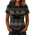 thumbnail image 1 of DORKASM Women Halloween Shirts Short Sleeve Spooky Fashion Tshirt Round Neck Ghost Graphic Pumpkin Fall Winter Tops Funny Print Vacation Comfy Blouse Gray L, 1 of 5