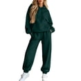 thumbnail image 1 of DORKASM Women's 2 Piece Hooded Lounge Set Matching Sweatsuits | Two Piece Lounge Sets for Women , Airport Travel Outfits, Comfy Athleisure Fall Winter Clothes ,wide Leg Palazzo Pants Dark Green S, 1 of 5