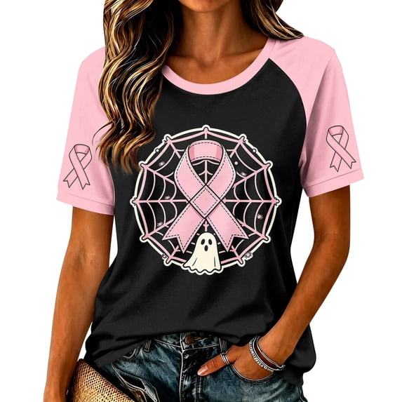 DORKASM Women's Breast Cancer Shirts Short Sleeve Breast Cancer Awareness Tee Crew Neck Pink Ribbon Travel Hope Love Wings Tshirt Cancer Survivor Soft Tops Light pink XL