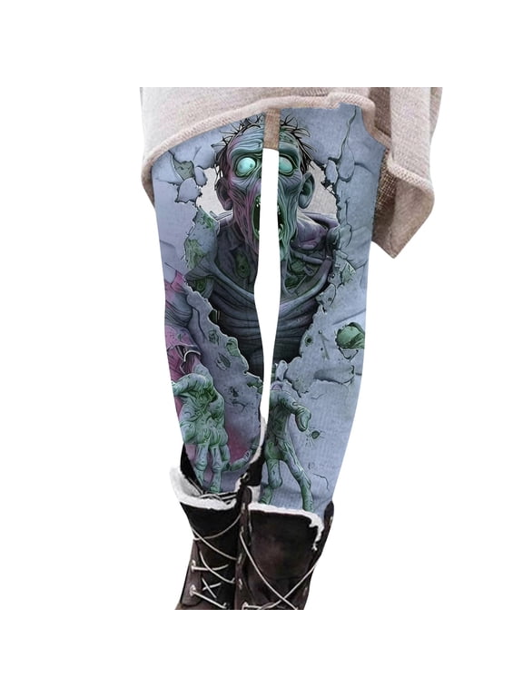 Women's Halloween Leggings High Waist Slim Fit Ghost Yoga Pants Spider Funny Print Leggings Pumpkin Comfy Fall Trousers Purple Pink M