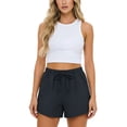 thumbnail image 1 of DORKASM Women's Linen Drawstring Shorts High Waisted 4" Inseam Summer Shorts Black S, 1 of 7