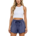 thumbnail image 1 of DORKASM Women's Linen Drawstring Shorts High Waisted 4" Inseam Summer Shorts Dark Blue M, 1 of 7