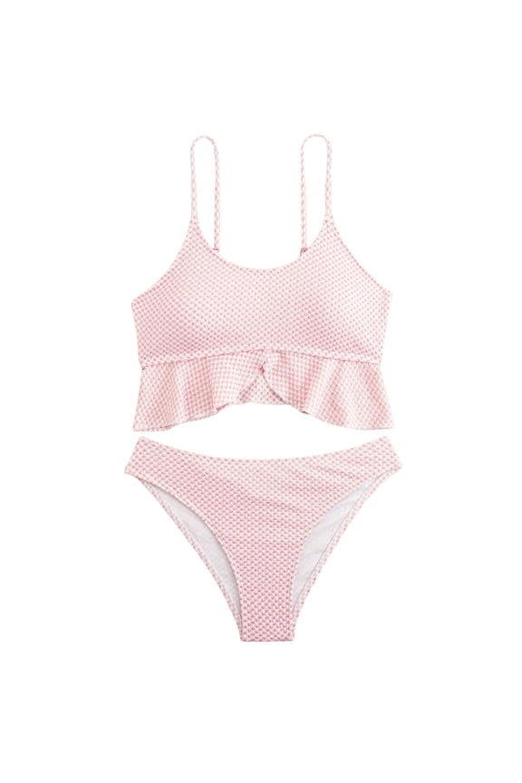 Women's Solid Color Bikini Set - Classic String Style for Beach & Pool Pink M