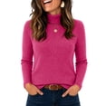 thumbnail image 1 of DORKASM Women's Sweaters Turtleneck Lightweight Fashion Sweaters Long Sleeve Ribbed Knit Slim Fit Comfy Blouses Fall Winter Trendy Stretch Pullover Hot Pink L, 1 of 5
