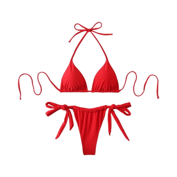 DORKASM Women's Tie-Side String Bikini Set – Classic Black Two-Piece ...