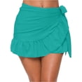 thumbnail image 1 of DORKASM Women's Wrap Skirt Swim Cover-Up with Ruffle Hem - Sarong for Elegance Turquoise XL, 1 of 5