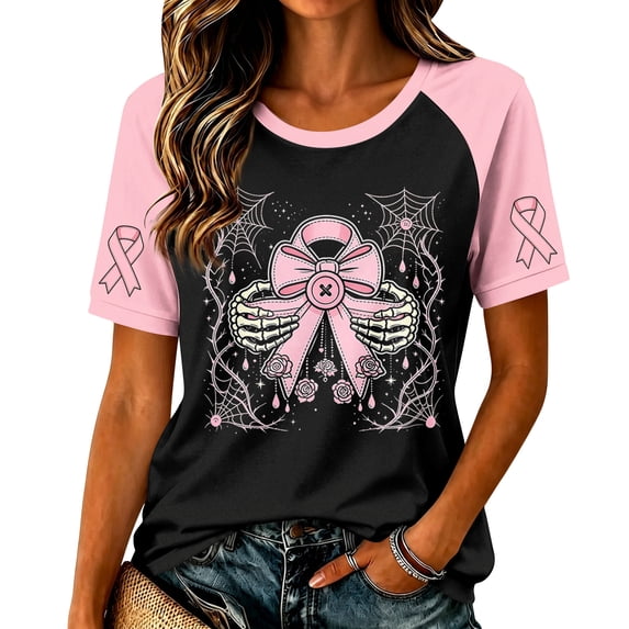 DORKASM Womens Breast Cancer Shirts Short Sleeve Gifts Tee Crew Neck Hope Love Wings Trendy Breast Cancer Awareness Shirt Cancer Survivor Fashion Tops Watermelon Red XL