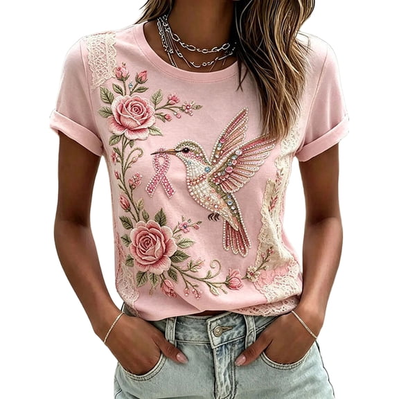 DORKASM Womens Breast Cancer Shirts Short Sleeve Hope Love Wings Shirt Crew Neck Pink Ribbon Comfy Cancer Survivor Tee Breast Cancer Awareness Soft Tshirt Light pink XL