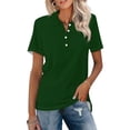 thumbnail image 1 of DORKASM Womens Polo Shirts Short Sleeve Button Lapel Collared Summer Tops Business Casual Basic Tees Dark Green M, 1 of 7