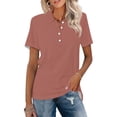 thumbnail image 1 of DORKASM Womens Polo Shirts Short Sleeve Button Lapel Collared Summer Tops Business Casual Basic Tees Pink L, 1 of 7