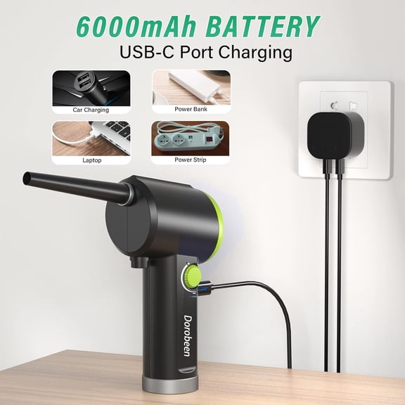 DOROBEEN Cordless Compressed Air Duster - 41000RPM Handheld Electric Blower for PC Keyboard & Electronics Cleaning with Stepless Speed Control