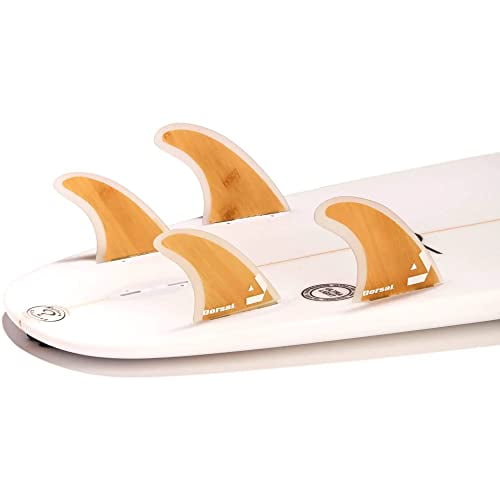DORSAL Surfboard Fins Quad 4 Set FCS Compatible Bamboo Medium Fiberglass with Bamboo Hexcore