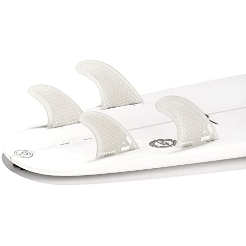 G3C15751LDORSAL Surfboard Fins Quad 4 Set FCS Compatible White Medium Fiberglass with Honeycomb Hexcore