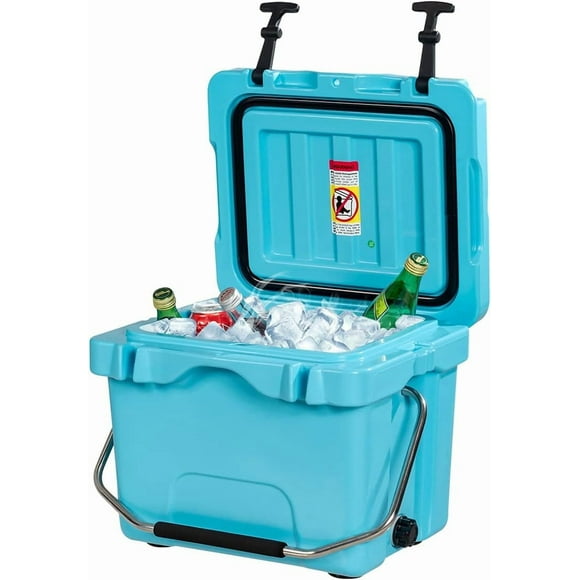 DORTALA 16 Quart Cooler, Heavy Duty Ice Chest with Handle, Drain Plug & 2 Cup Holders, 3-5 Day Ice Retention, Portable Ice Cooler Ideal for Camping, Travel, Fishing &Activities