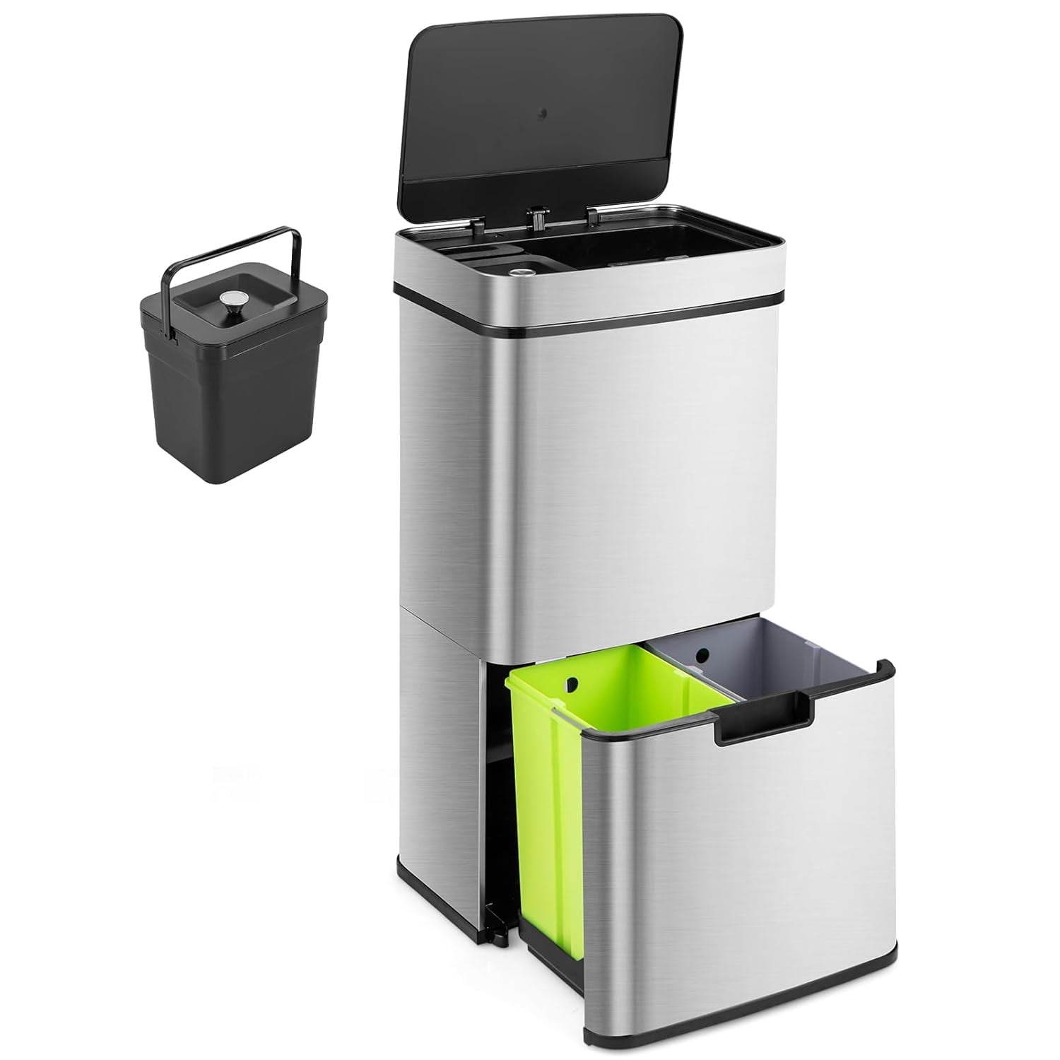 Garbage Buckets DORTALA 19 Gal Kitchen Trash Can, Infrared Motion Sensor Garbage Can ...