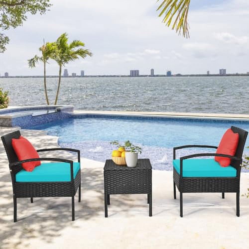 DORTALA 3 Piece Wicker Patio Furniture Set, Outdoor Conversation Bistro