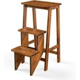 thumbnail image 1 of DORTALA 3 Tier Folding Step Stool, Rubber Wood Multifunctional Ladder Chair Bench, Portable Utility Seat, Flower Rack, 200 Lbs Capacity, Ideal for Library, Home (Brown), 1 of 8