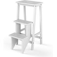 thumbnail image 1 of DORTALA 3 Tier Folding Step Stool, Rubber Wood Multifunctional Ladder Chair Bench, Portable Utility Seat, Flower Rack, 200 Lbs Capacity, Ideal for Library, Home (White), 1 of 8