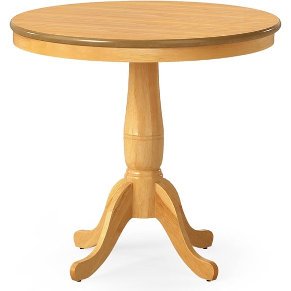 DORTALA 32" Round Dining Table, Classical Pedestal Table for 2-4 People, 32 Inch Wood Kitchen Table for Bar, Kitchen, Dining Room (Natural)