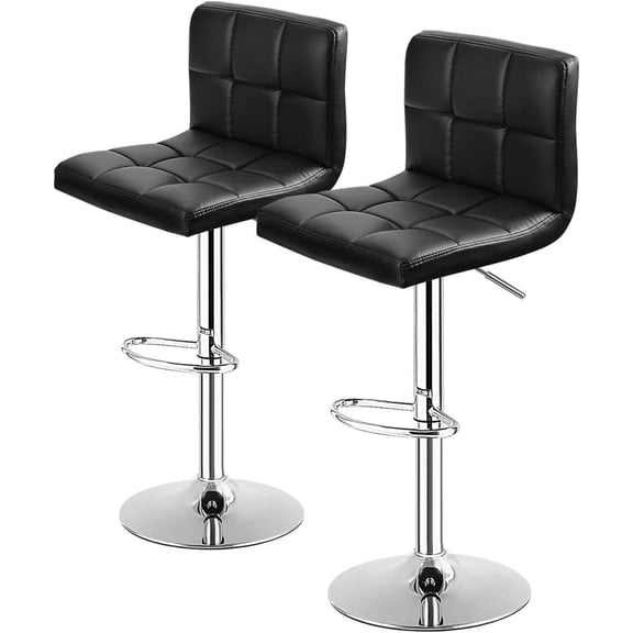 DORTALA Adjustable Bar Stools Set of 2, PU Leather Swivel Barstools with Back, Footrest, Modern Armless Counter Height Bar Chairs for Kitchen Island, Bistro Pub Counter Living Room Cafe