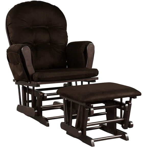 DORTALA Baby Glider Rocker with Ottoman, Multi-Position Glider with Cleanable Upholstered, Smooth Rocking Motion, Nursery Glider & Ottoman Sets for Nursing Baby, Reading, Brown