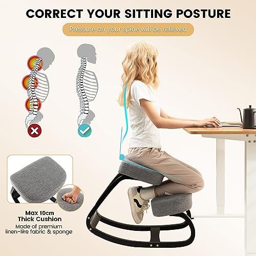 DORTALA Ergonomic Kneeling Chair, Rocking Knee Chair for Upright