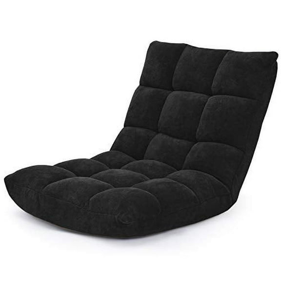 DORTALA Floor Gaming Chair with Back Support, 14-Position Adjustable Banana Chair for Adults, Foldable Floor Seats for Reading, Gaming (Black)