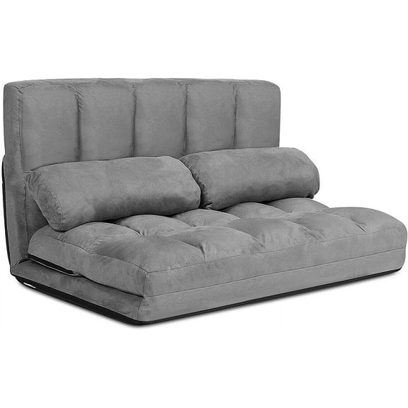 Foldable floor sofa, adjustable lounge couch with pillows & suede cloth cover, modern lounge mattress video gaming lazy couch, floor seating sofa