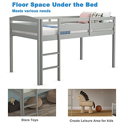 DORTALA Loft Bed Twin, Space-Saving Kids Loft Bed w/Ladder & Safety ...